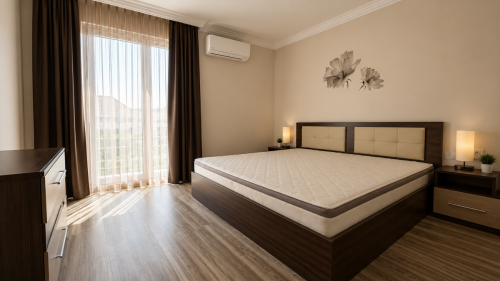 Yeni inşaatta, 79.57 m², 3. katta, durak, okul ve kreş yakınında, mobilyalı lüks iki odalı daire, otopark ile.
